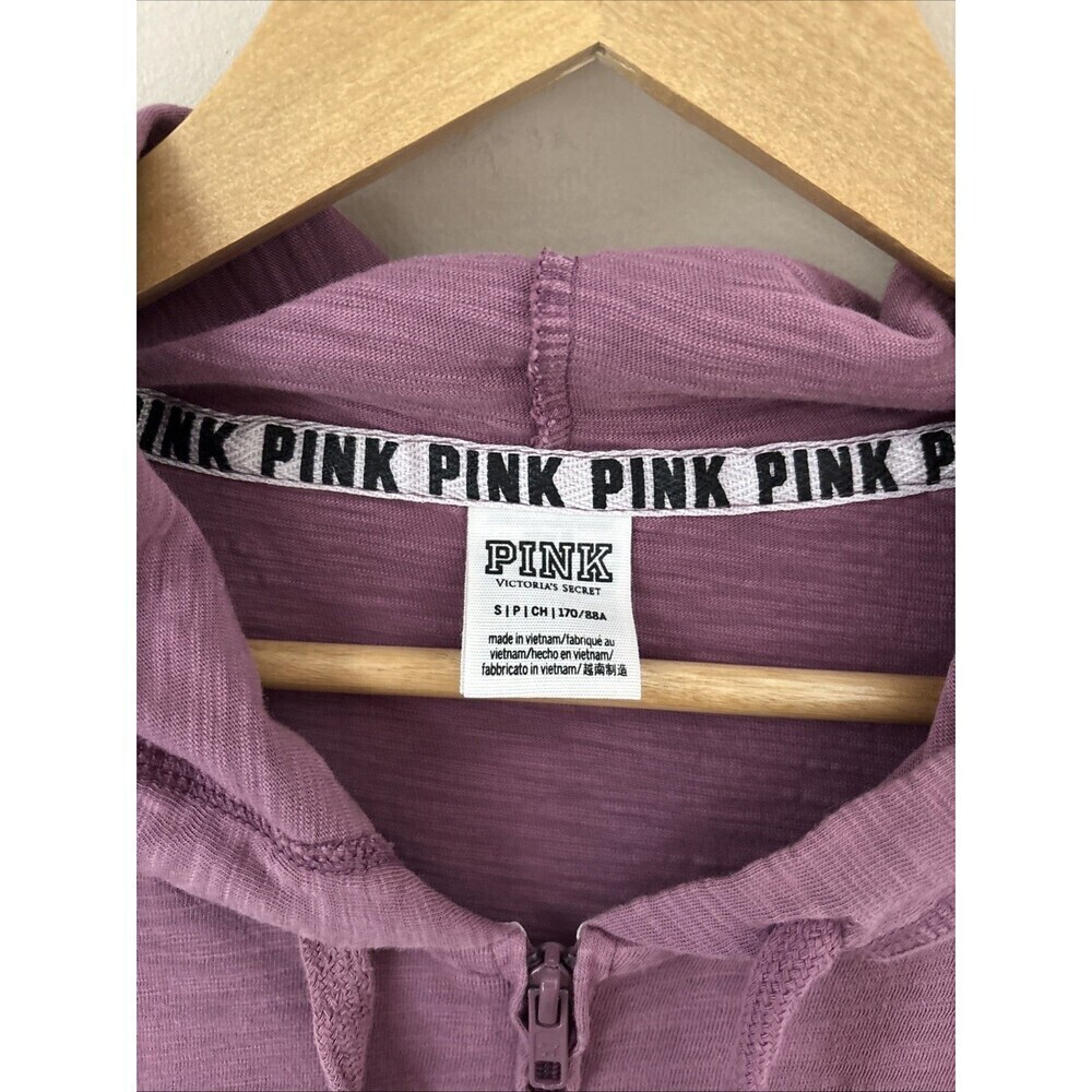 Victoria’s Secret Pink Women’s Small Purple Lightweight Zip Up Hoodie Logo - Picture 3 of 8